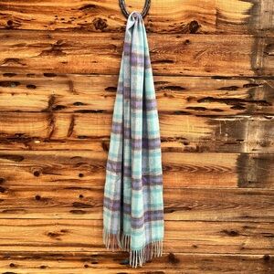 PECK & PECK | Luxury NWT Cashmere Turquoise Lavender Plaid Scarf